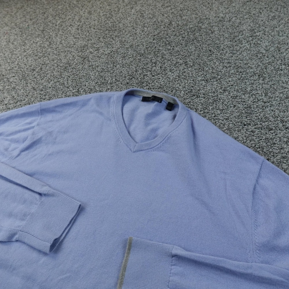 Greyson Sweater Mens L Blue Merino Wool Blend V Neck Knit Pullover Golf Preppy